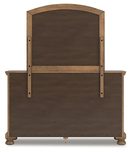 Feddinger California King Storage Sleigh Bed with Mirrored Dresser and Chest