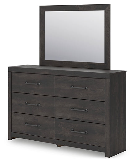 Hollivern Full Panel Bed with Mirrored Dresser and Chest