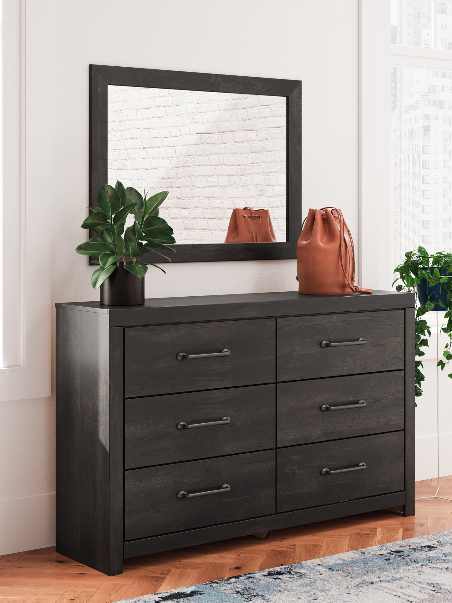 Hollivern Full Panel Bed with Mirrored Dresser and Nightstand