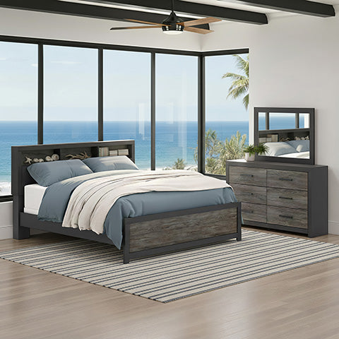 Jonnifer Queen Bookcase Bed, Dresser and Mirror