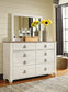 Willowton King/California King Panel Headboard with Mirrored Dresser, Chest and 2 Nightstands