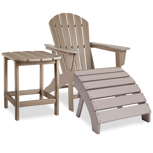 Sundown Treasure Outdoor Adirondack Chair and Ottoman with Side Table