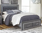 Lodanna Queen Panel Bed with 2 Storage Drawers with Mirrored Dresser and Nightstand