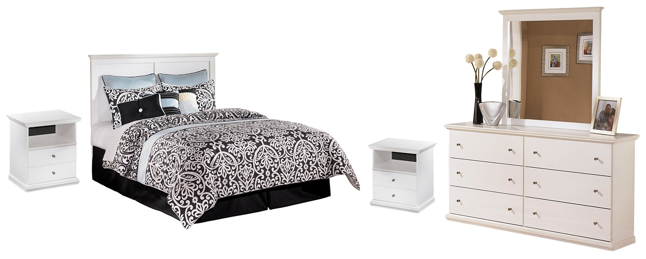 Bostwick Shoals Queen/Full Panel Headboard with Mirrored Dresser and 2 Nightstands