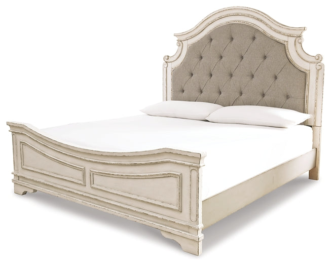 Realyn  Upholstered Panel Bed With Dresser