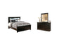 Maribel King Panel Bed with Mirrored Dresser