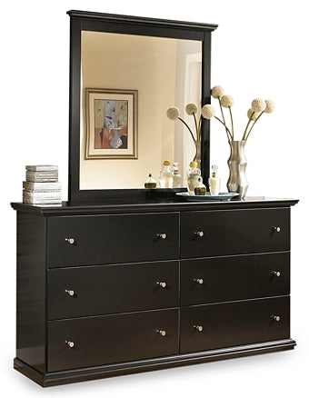 Maribel Twin Panel Bed with Mirrored Dresser and 2 Nightstands