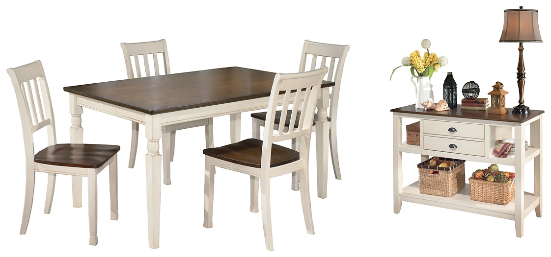 Whitesburg Dining Table and 4 Chairs with Storage