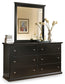 Maribel Twin Panel Headboard with Mirrored Dresser and 2 Nightstands