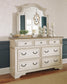 Realyn  Upholstered Panel Bed With Mirrored Dresser And Chest