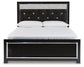 Kaydell Queen Upholstered Panel Bed with Mirrored Dresser, Chest and 2 Nightstands