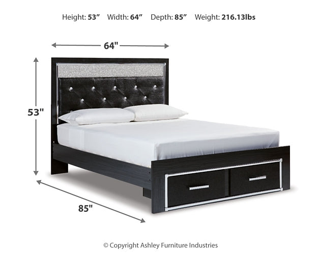 Kaydell Queen Upholstered Panel Storage Platform Bed with Dresser