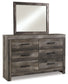 Wynnlow King Crossbuck Panel Bed with Mirrored Dresser and 2 Nightstands