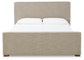 Dakmore Queen Upholstered Bed with Mirrored Dresser and Chest