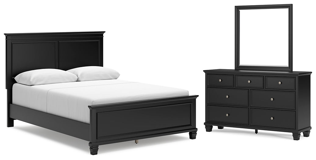 Lanolee Queen Panel Bed with Mirrored Dresser