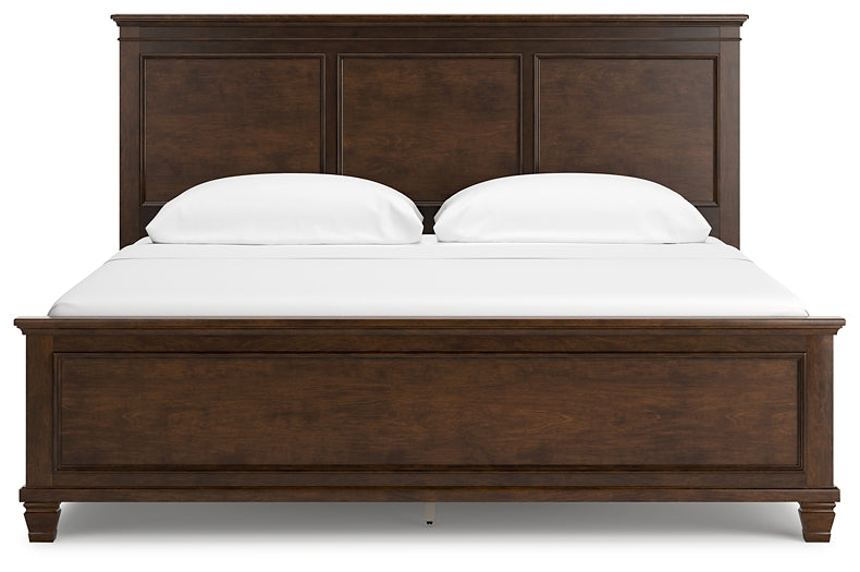 Danabrin California King Panel Bed with Mirrored Dresser, Chest and 2 Nightstands