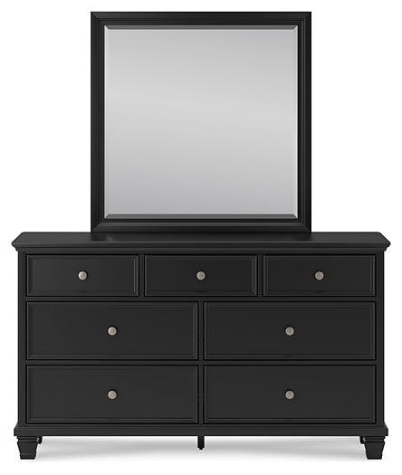 Lanolee Queen Panel Bed with Mirrored Dresser, Chest and Nightstand