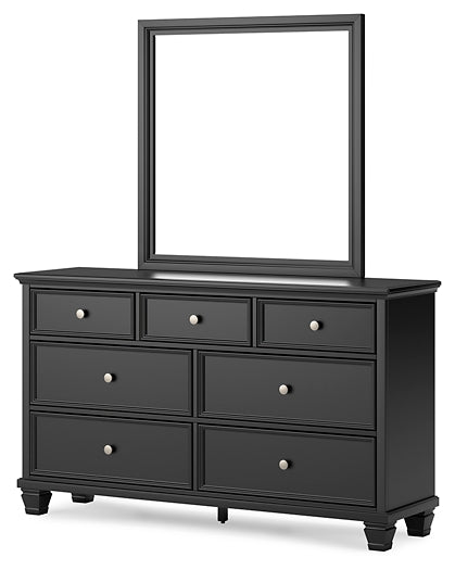 Lanolee Twin Panel Bed with Mirrored Dresser and 2 Nightstands