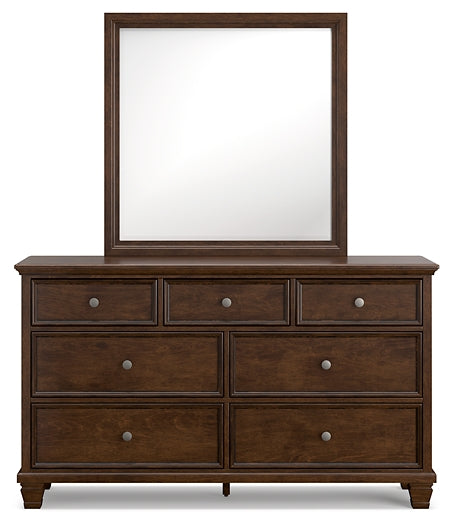 Danabrin California King Panel Bed with Mirrored Dresser, Chest and Nightstand