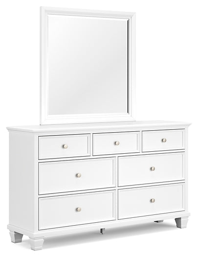 Fortman California King Panel Bed with Mirrored Dresser and Nightstand