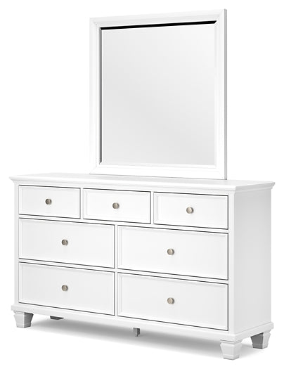 Fortman Queen Panel Bed with Mirrored Dresser, Chest and Nightstand