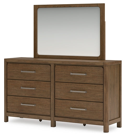 Cabalynn California King Upholstered Bed with Mirrored Dresser and 2 Nightstands