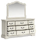 Arlendyne Queen Upholstered Bed with Mirrored Dresser and Nightstand