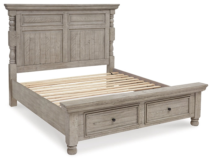 Harrastone Queen Panel Bed with Mirrored Dresser and 2 Nightstands