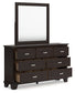 Covetown King Panel Bed with Mirrored Dresser