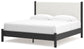 Cadmori King Upholstered Panel Bed with Mirrored Dresser, Chest and 2 Nightstands