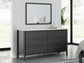 Cadmori Queen Upholstered Panel Bed with Mirrored Dresser and 2 Nightstands