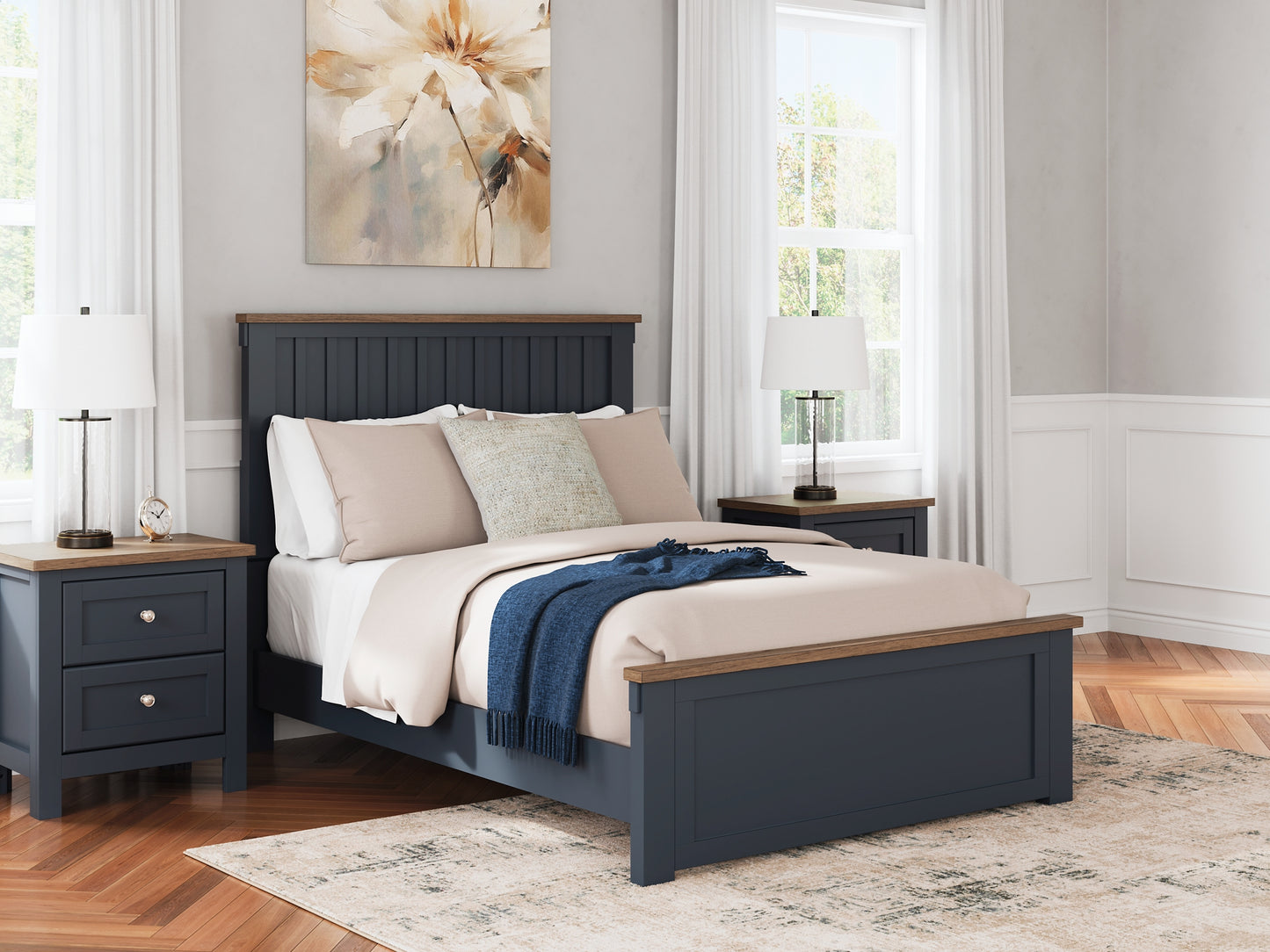 Landocken Full Panel Bed with 2 Nightstands