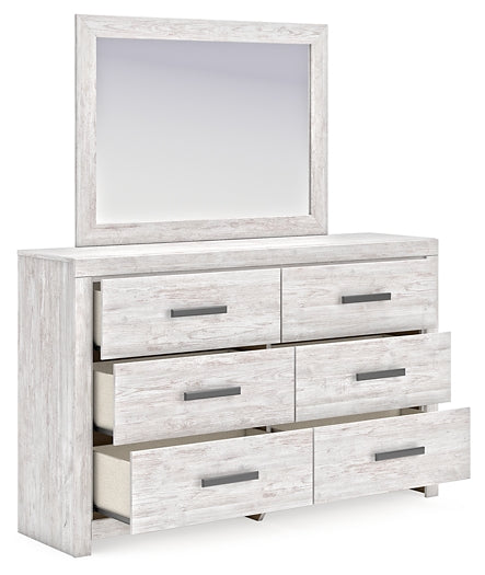 Cayboni Twin Panel Bed with Mirrored Dresser, Chest and 2 Nightstands