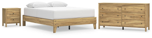 Bermacy Queen Platform Bed with Dresser and Nightstand