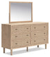 Cielden King Panel Bed with Mirrored Dresser and 2 Nightstands