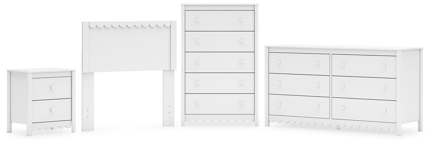 Hallityn Twin Panel Headboard with Dresser, Chest and Nightstand