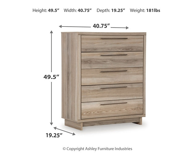 Hasbrick King Panel Headboard with Mirrored Dresser and Chest