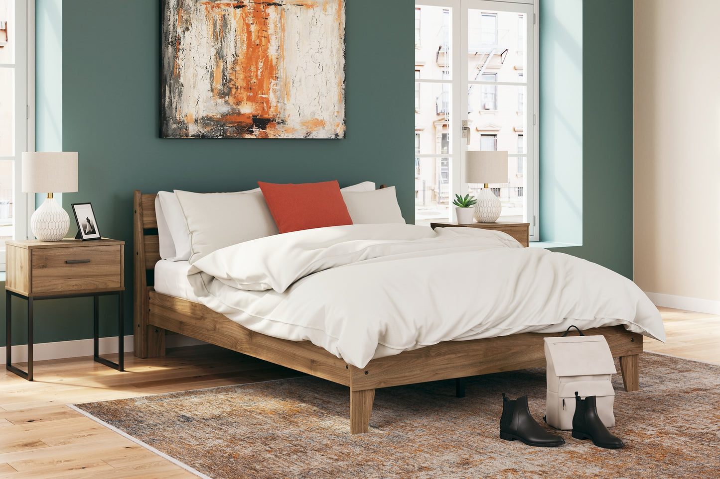 Deanlow Queen Platform Panel Bed with Dresser