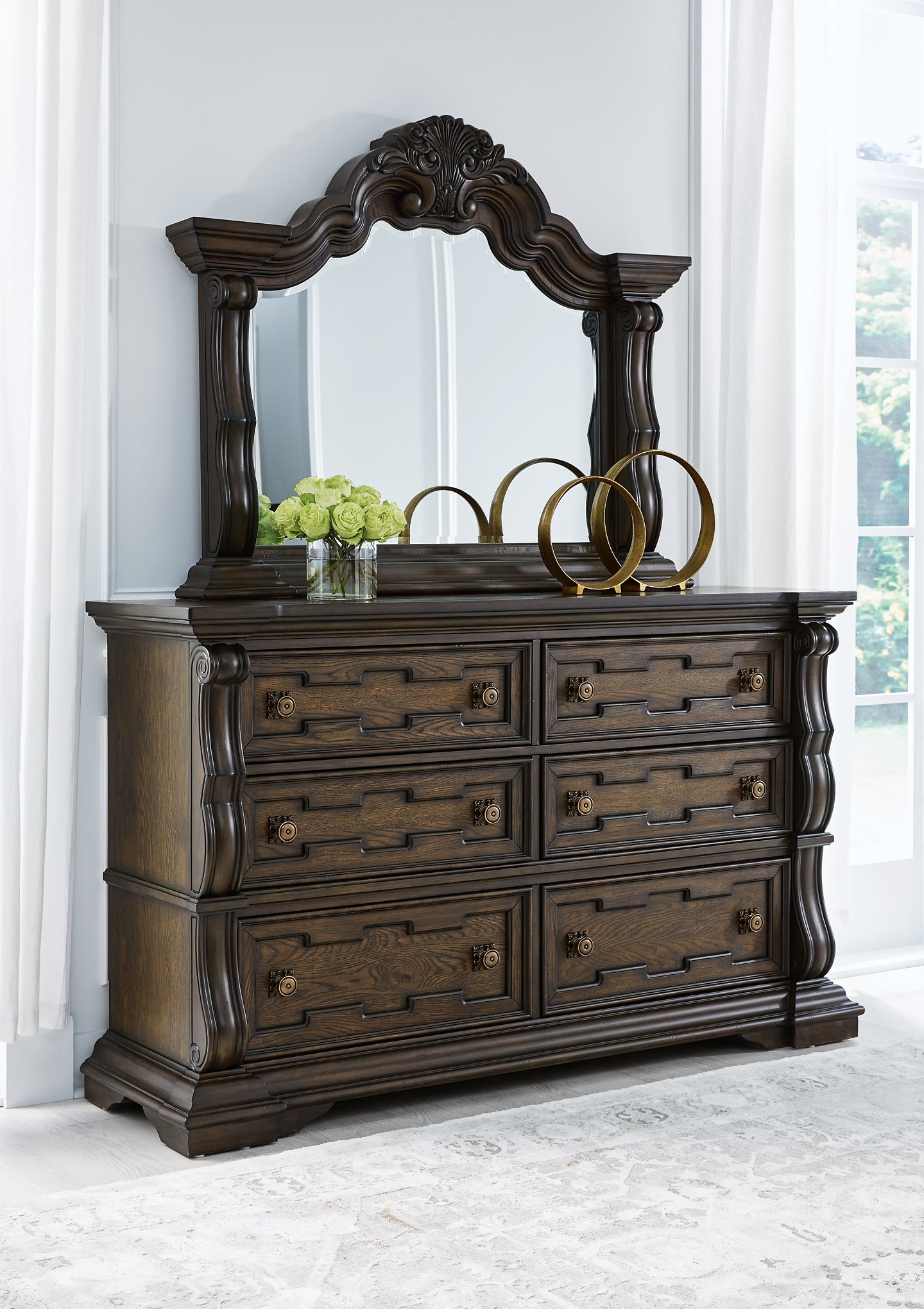 Maylee California King Canopy Bed, Dresser and Mirror