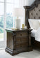 Maylee Queen Canopy Bed, Dresser, Mirror, Chest and Nightstand