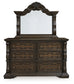 Maylee California King Canopy Bed, Dresser, Mirror, Chest and Nightstand