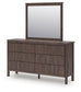 Pamytta Twin Upholstered Panel Bed, Dresser and Mirror